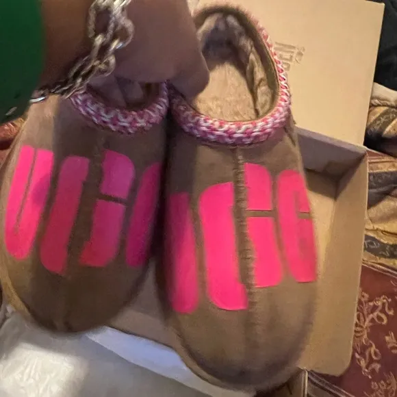 UGG Kids Brown and Pink Slippers