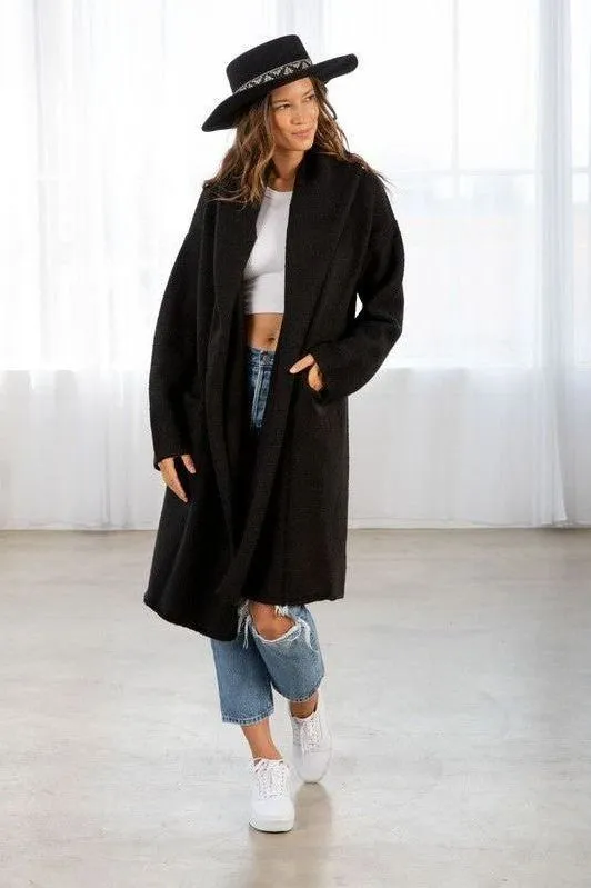 Ultra Cozy Two Pocket Cardigan- Black