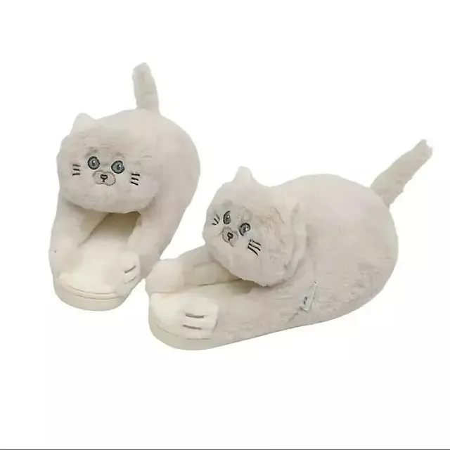 Unisex Home Slippers Indoor Warm Furry Anime Cats Slippers