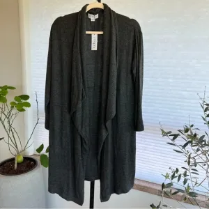 Velvet by Graham &amp; Spencer Adonia Waterfall Drape Open Front Cardigan Anthracite