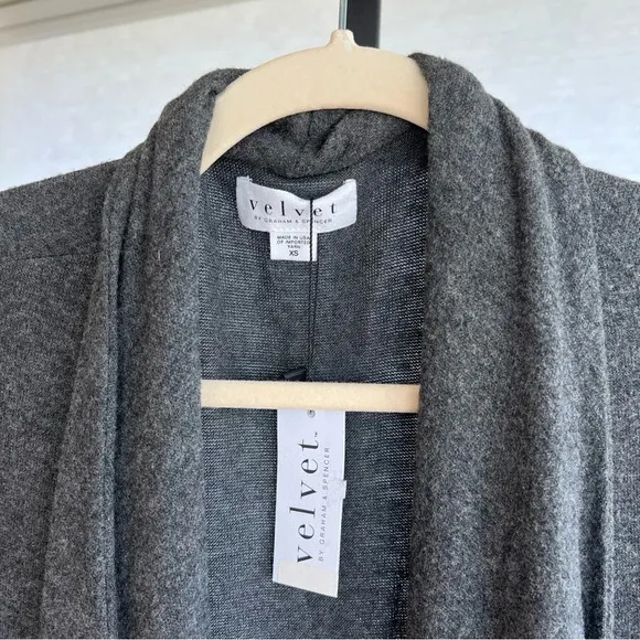 Velvet by Graham &amp; Spencer Adonia Waterfall Drape Open Front Cardigan Anthracite