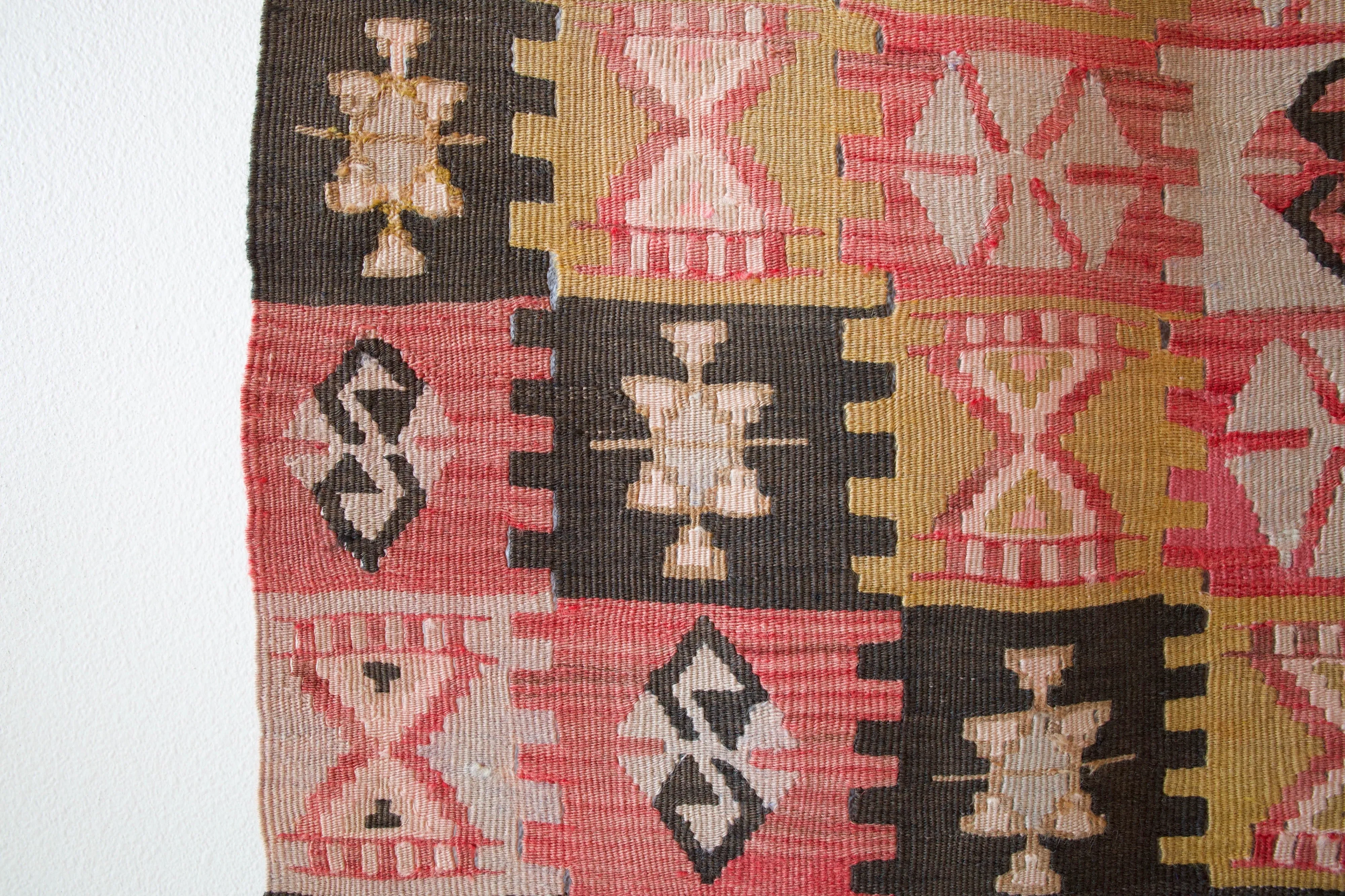 Vintage central Anatolian kilim runner 2'4" x 6' 5"