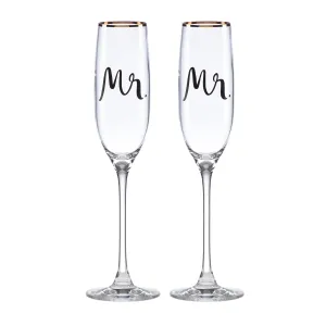 Wedding Party Mr. & Mr. 2-Piece Champagne Flutes