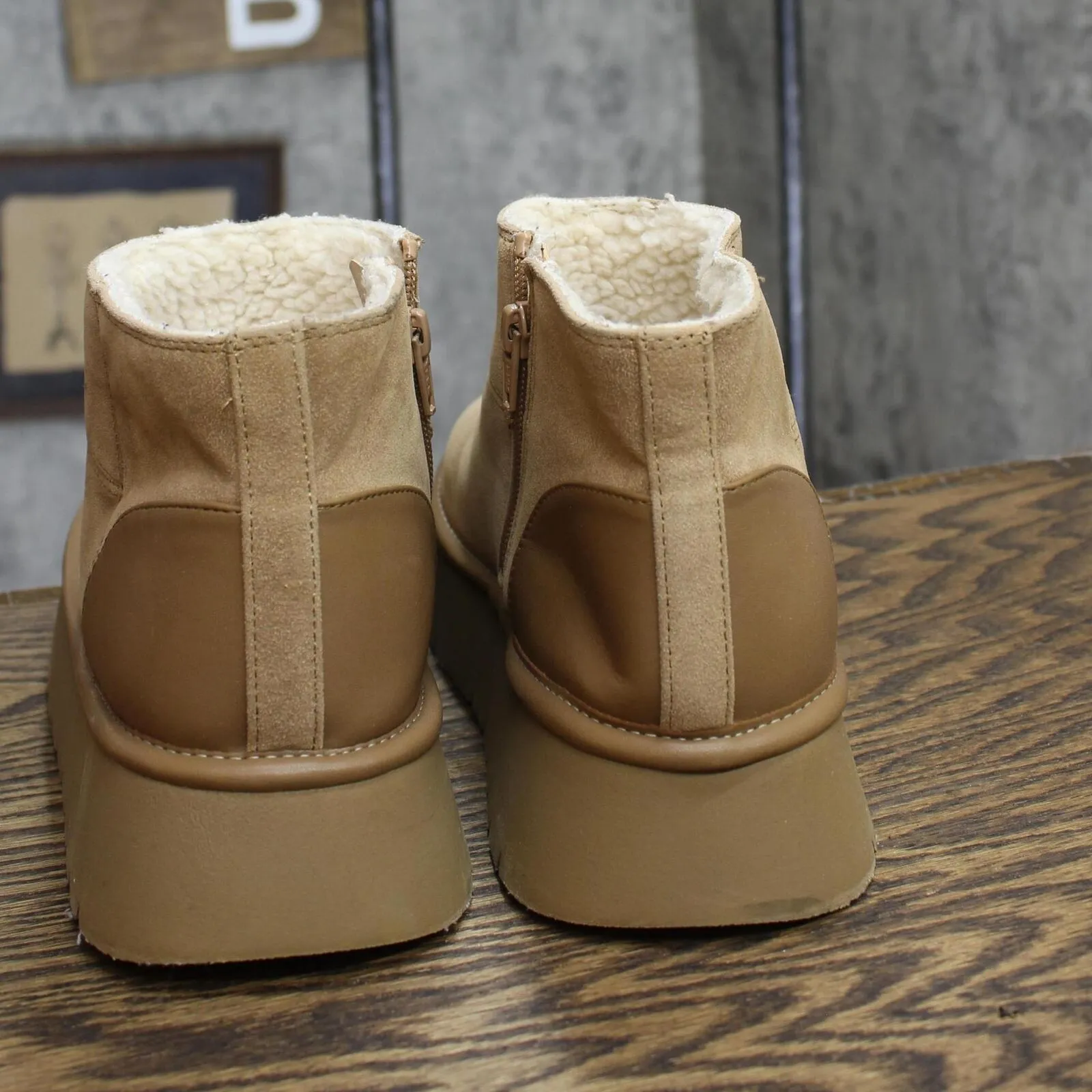 Wild Fable Womens Missy Platform Booties with Memory Foam Insole Tan Brown 9M