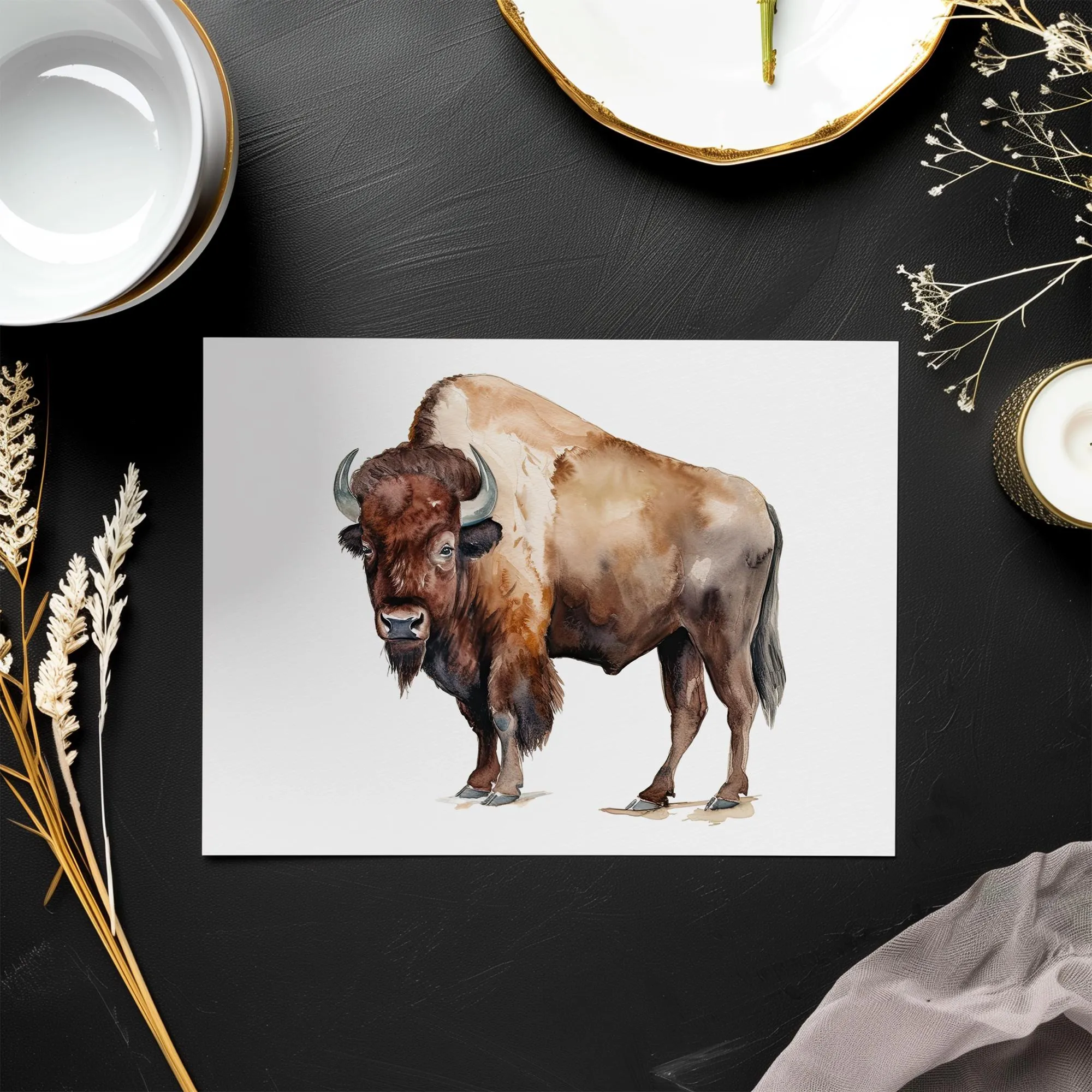 Wild West Chic Buffalo Watercolor Greeting Card – A2 Size greeting card | Wild West Chic Collection