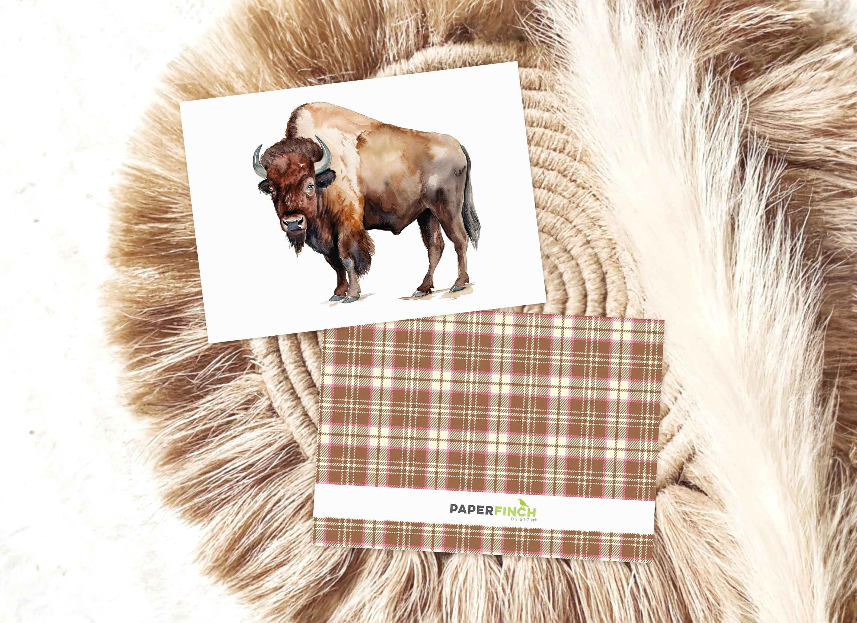 Wild West Chic Buffalo Watercolor Greeting Card – A2 Size greeting card | Wild West Chic Collection