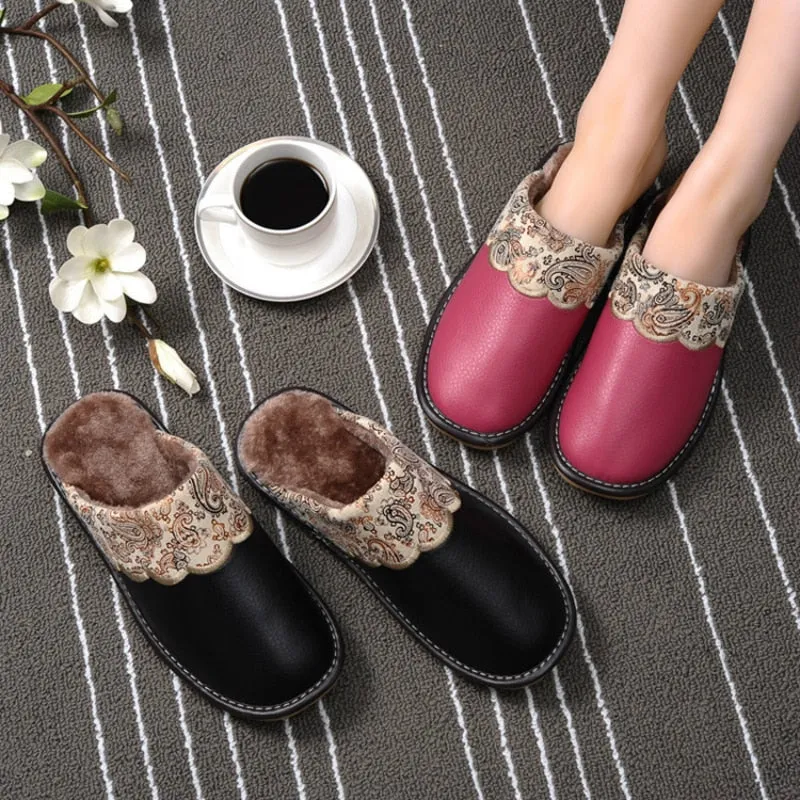 Winter Slippers Indoor Non-Slip Thermal Shoes Men Warm Furry Slippers