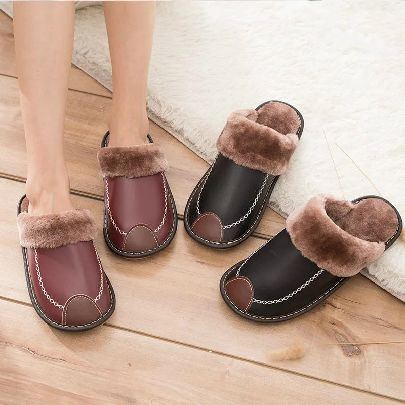 Winter Slippers Indoor Non-Slip Thermal Shoes Men Warm Furry Slippers