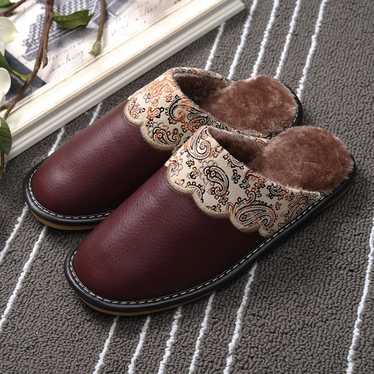 Winter Slippers Indoor Non-Slip Thermal Shoes Men Warm Furry Slippers