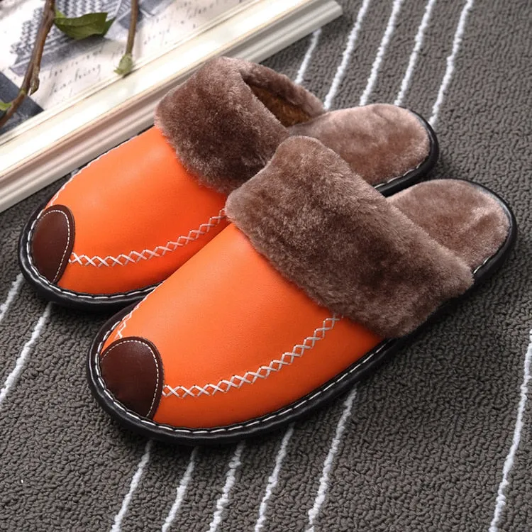 Winter Slippers Indoor Non-Slip Thermal Shoes Men Warm Furry Slippers