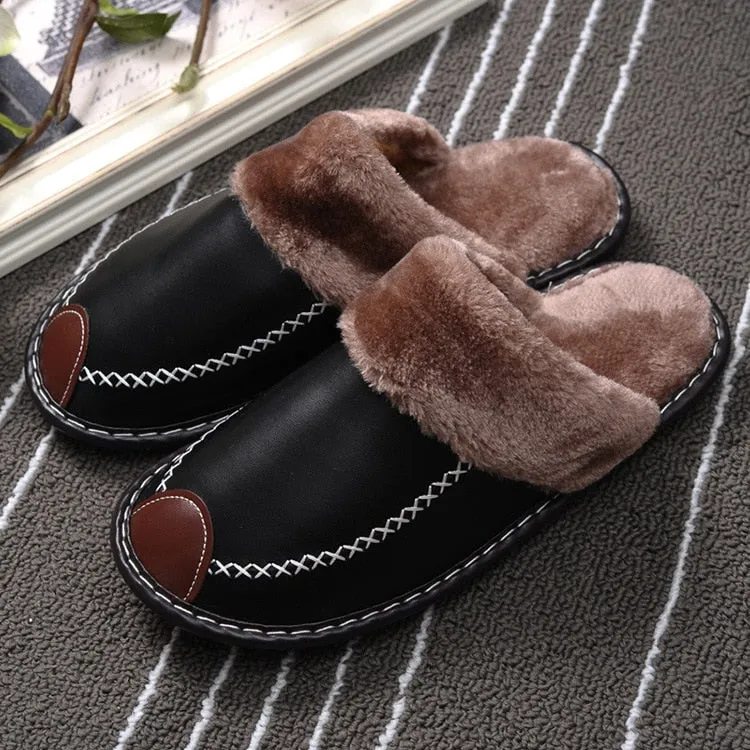 Winter Slippers Indoor Non-Slip Thermal Shoes Men Warm Furry Slippers