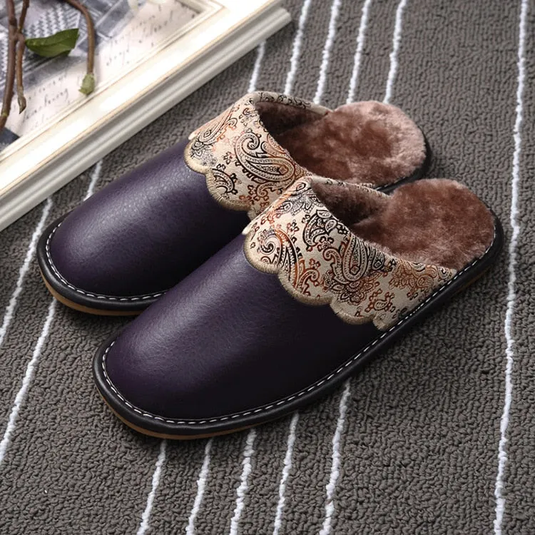 Winter Slippers Indoor Non-Slip Thermal Shoes Men Warm Furry Slippers