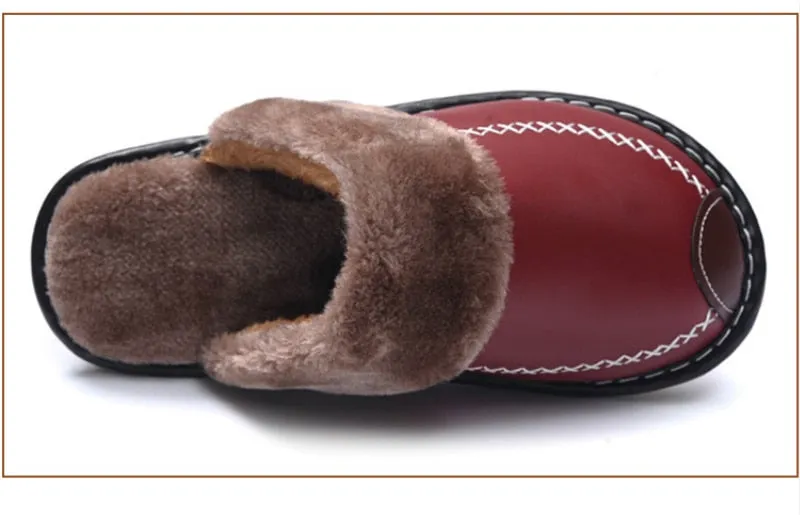 Winter Slippers Indoor Non-Slip Thermal Shoes Men Warm Furry Slippers