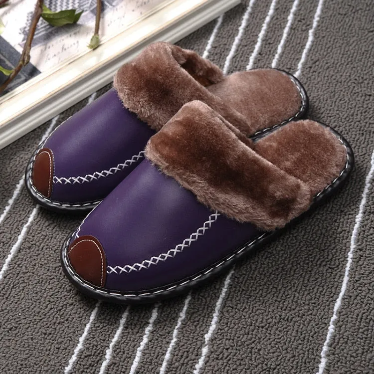 Winter Slippers Indoor Non-Slip Thermal Shoes Men Warm Furry Slippers