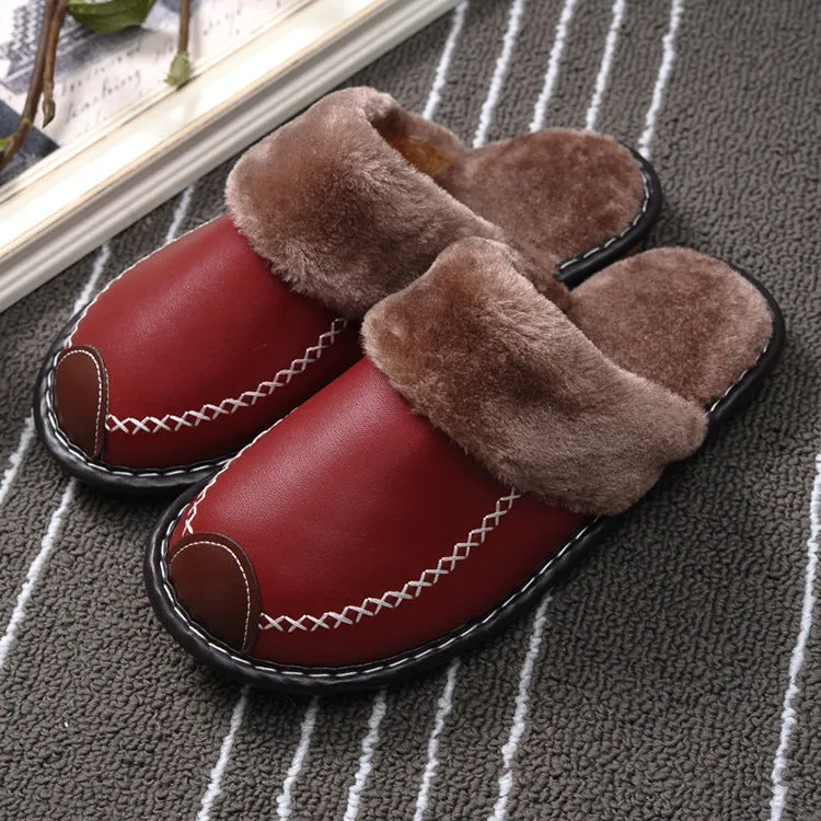 Winter Slippers Indoor Non-Slip Thermal Shoes Men Warm Furry Slippers