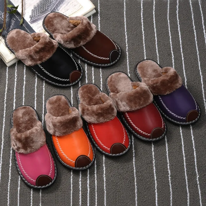 Winter Slippers Indoor Non-Slip Thermal Shoes Men Warm Furry Slippers