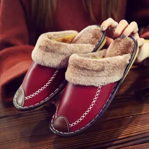 Winter Slippers Indoor Non-Slip Thermal Shoes Men Warm Furry Slippers