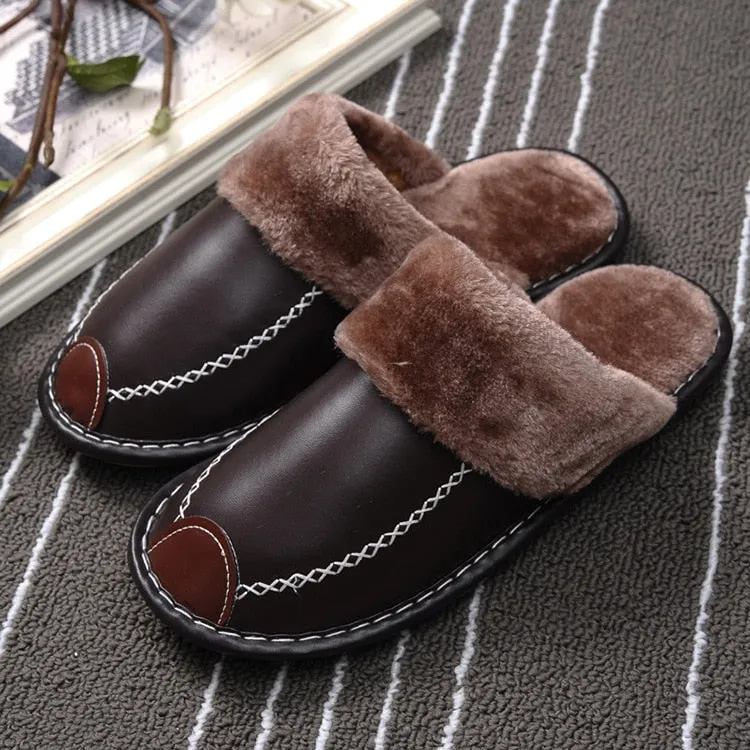 Winter Slippers Indoor Non-Slip Thermal Shoes Men Warm Furry Slippers