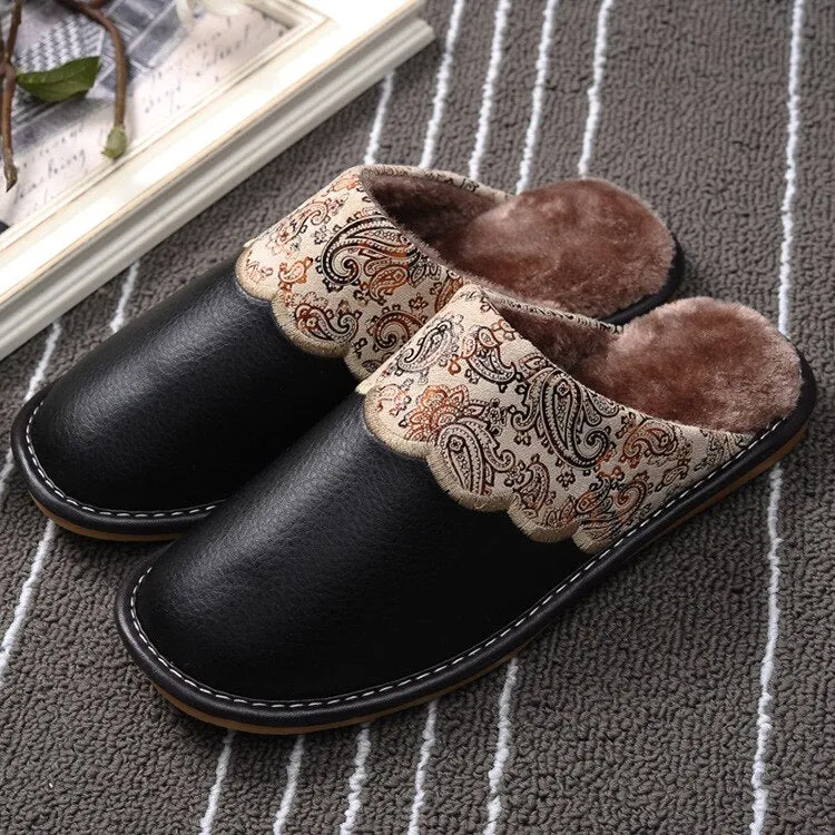 Winter Slippers Indoor Non-Slip Thermal Shoes Men Warm Furry Slippers