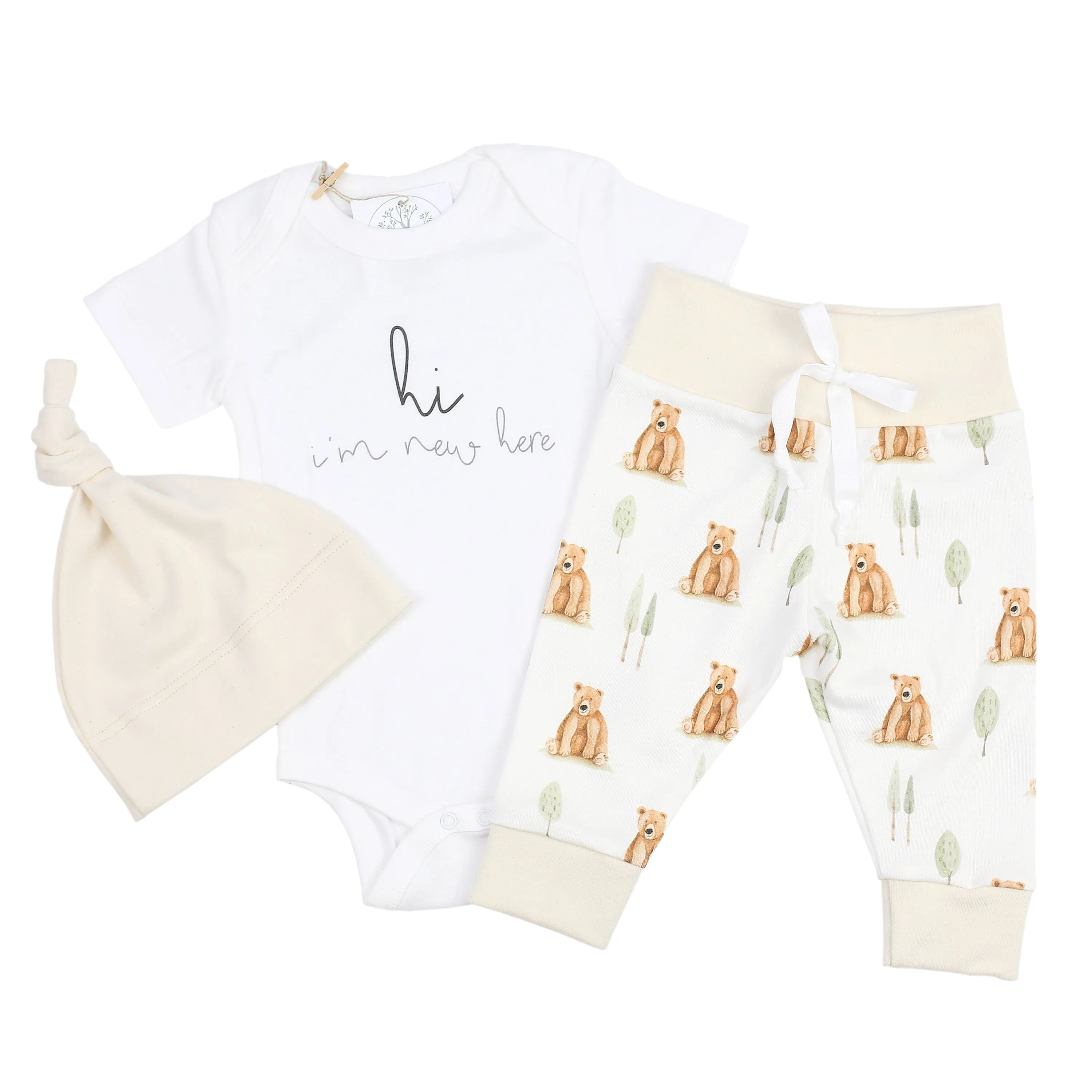 Woodland Bear | Organic Baby Gift Basket 9pcs | Gender Neutral