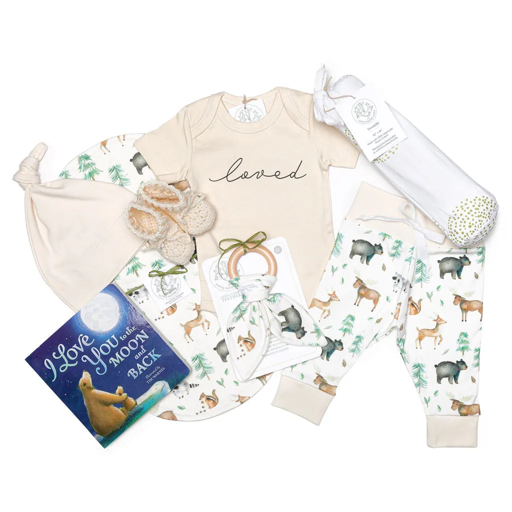 Woodland Friends | Organic Baby Gift Basket 9pcs | Gender Neutral