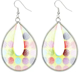 Yellow Multicolor Woven Polka Dot Earrings