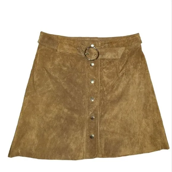 Zara Woman brown tan  faux suede mini Skirt