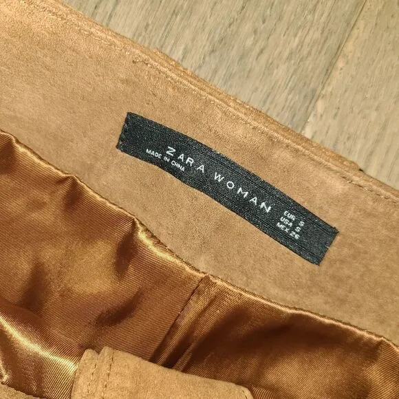 Zara Woman brown tan  faux suede mini Skirt